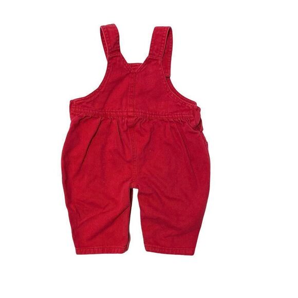 Vintage 80s Floral Embroidered Red Overalls - Picture 3 of 3